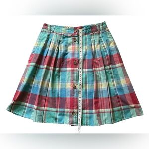 Lands End Plaid Button-Front Skirt Size 10